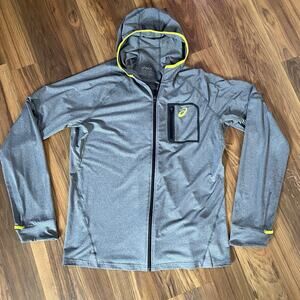 ASICS Men's 2XL FUJITRAIL Jacket Long Sleeve Zip Up Hooded Gray Hiking / Running